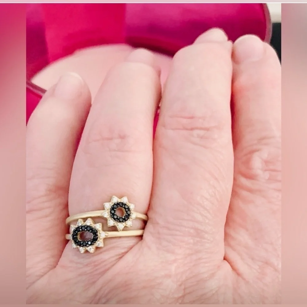 New Freida Rothman Authentic Rare Signature Marquise Station 2-Stack Ring Size 9